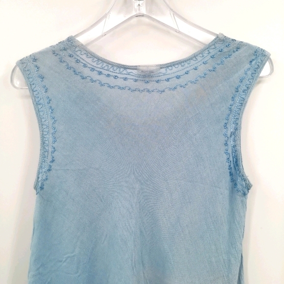 Noelle Women's One Size Blue Embroidered Tank Top - Picture 7 of 13